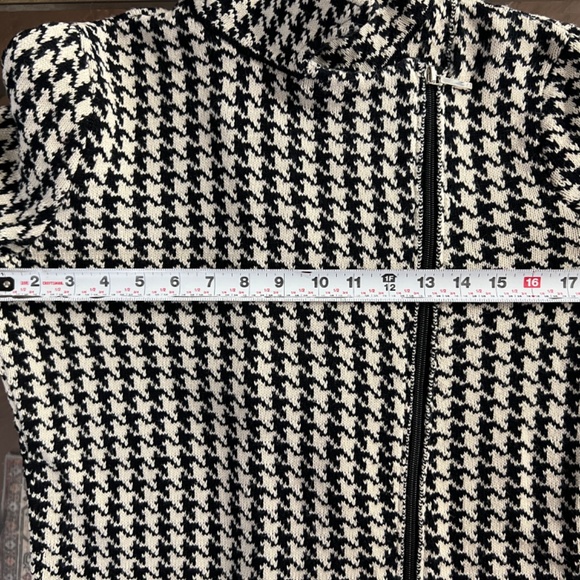 CHAPS houndstooth print jacket zipper 100 % COTTON Size M black and white - Picture 8 of 8